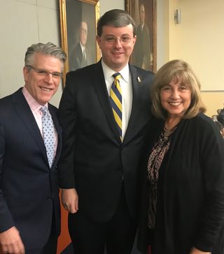 Gregory Bowman, Dean of the College of Law; Roger G. Hanshaw, 58th Speaker of the WV House of Delegates; and Carolyn P. Atkins, Coordinator, Presidential Ambassadors Program.